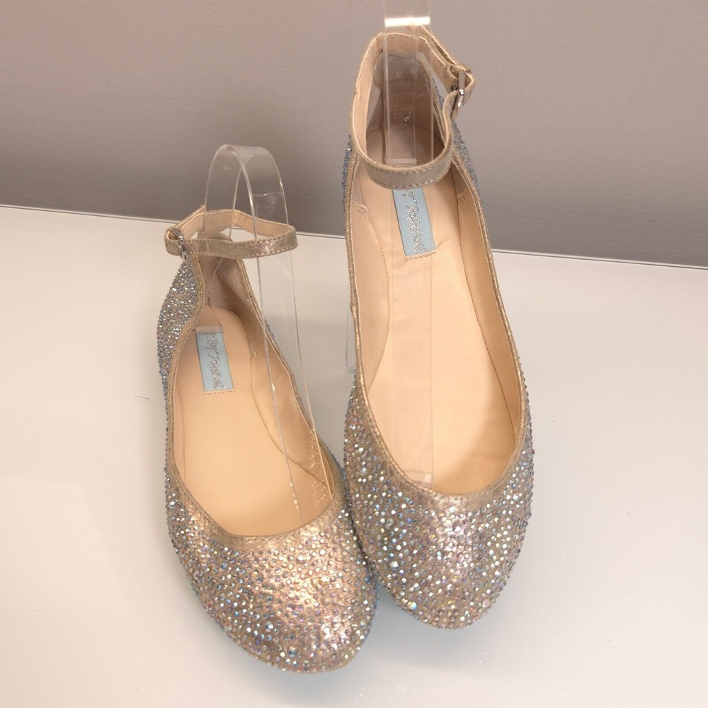 Blue by Betsey Johnson Ballet Flats Size 6.5 Champagne Crystal Fairy Prom Formal